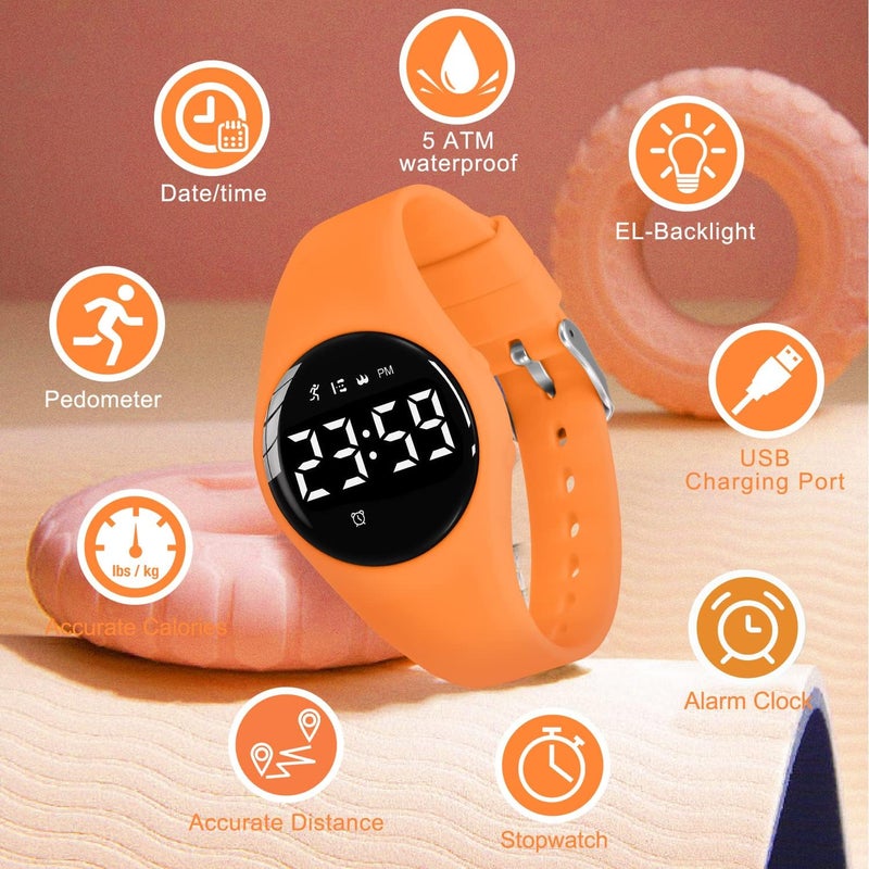 A ALPS Kids Watches for Girls Boys Digital Sport Watch with Step Counter Pedometer Vibration Alarm Clock, No App Waterproof Fitness Tracker Kids Watch Boys Girls Teens Students Ages 5-16 - Image 3